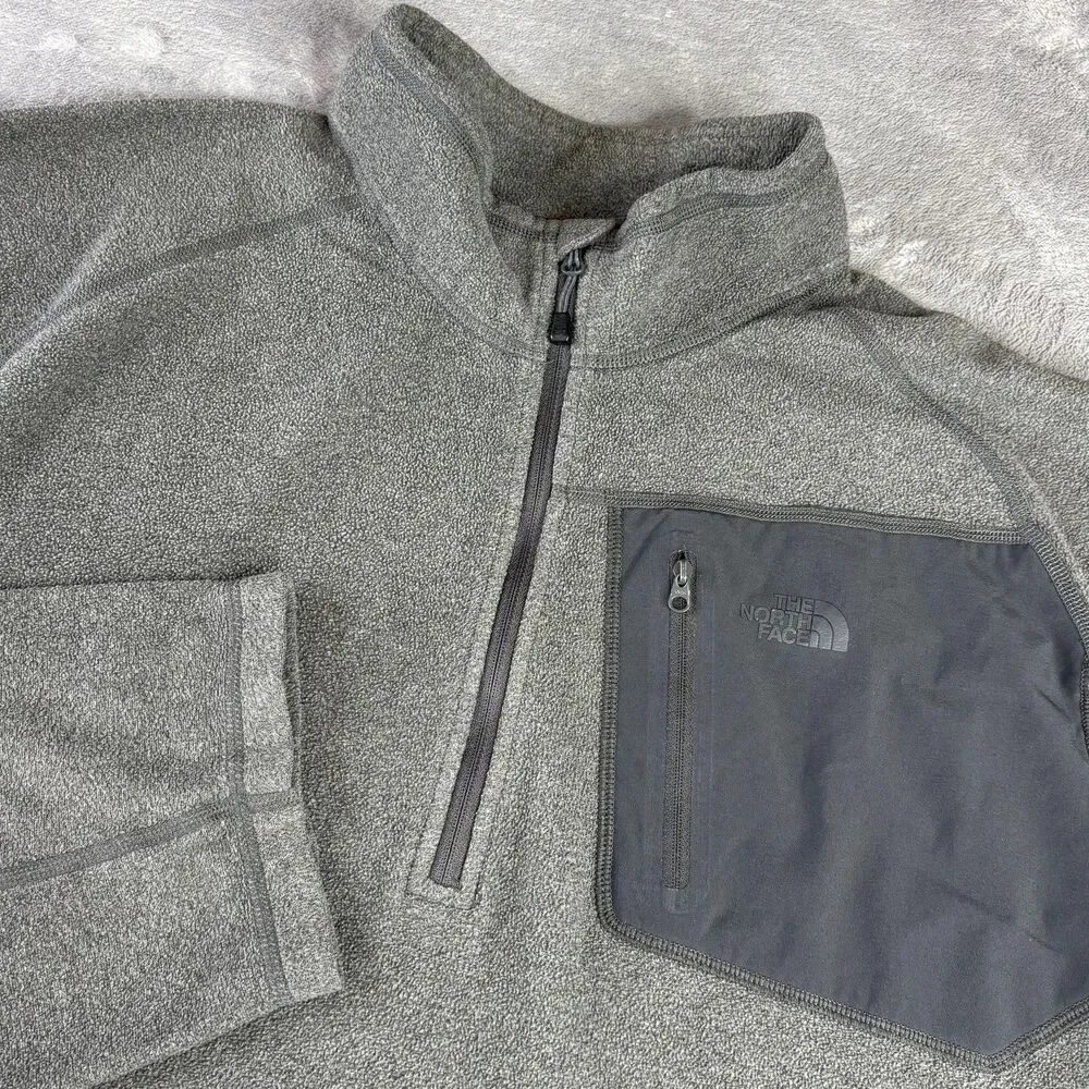 The North Face Pullover Mens 2XL Gray Polartec Classic Fleece Quarter Zip Pocket